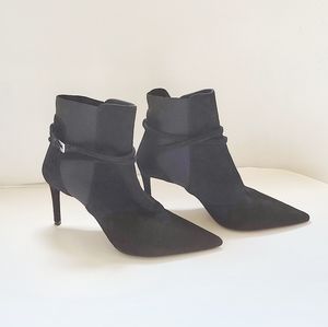 PRADA black suede ankle strap buckle heel